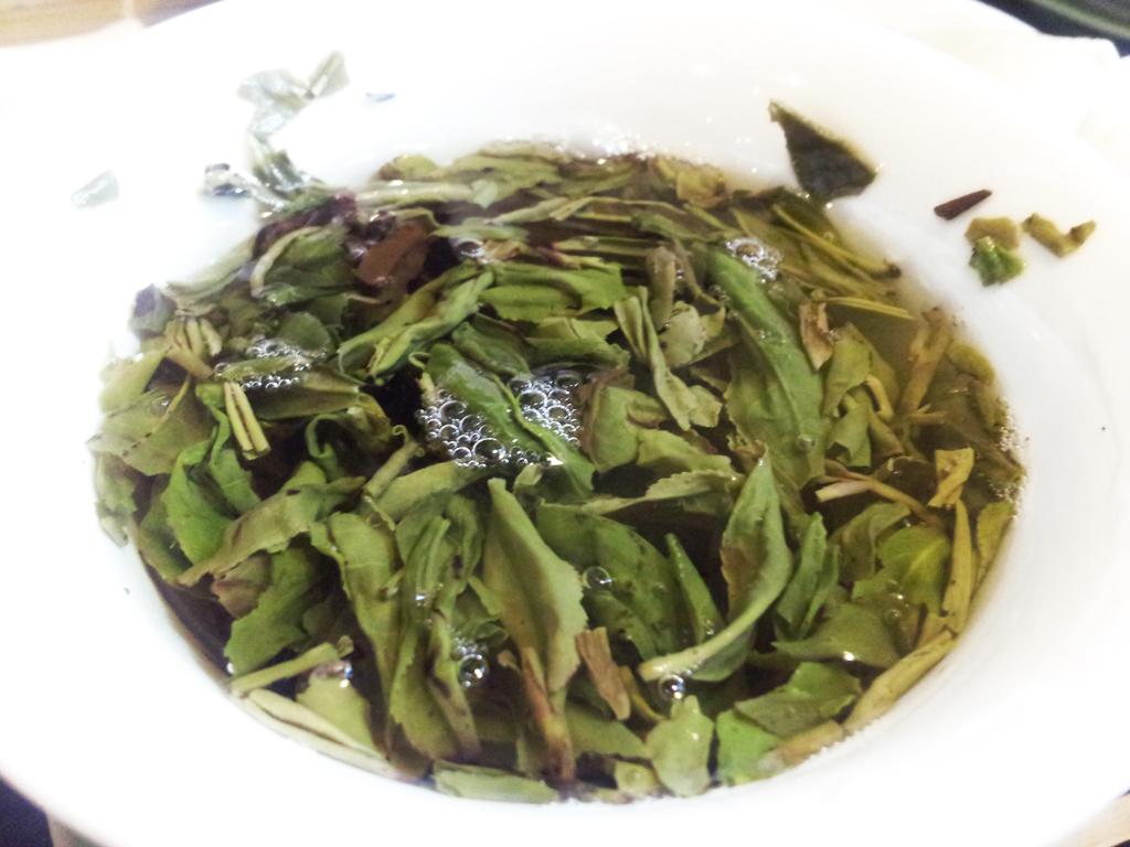 Tea leaves in boiled water