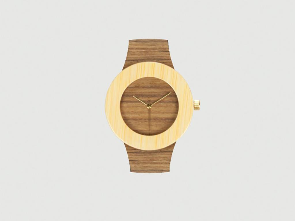 teak and bamboo watch