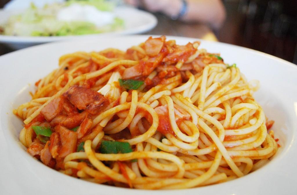 pasta and organic tomato sauce