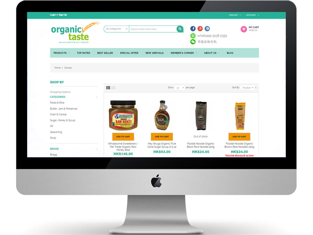 organic taste web shop