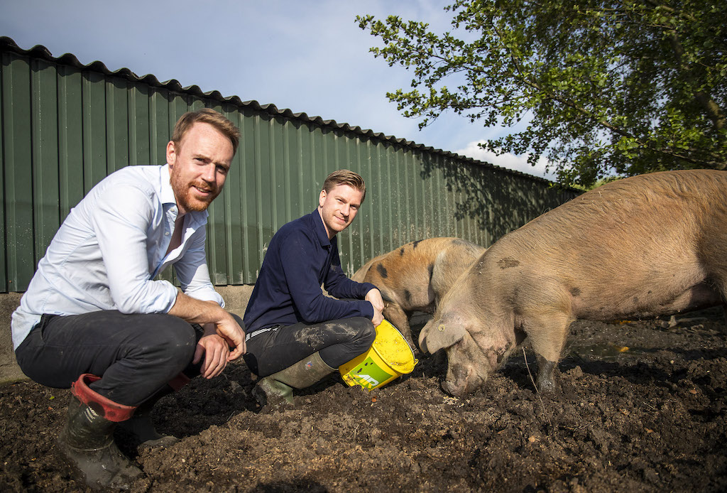 Krijn de Nood en Daan Luining, Meatable founders with pigs
