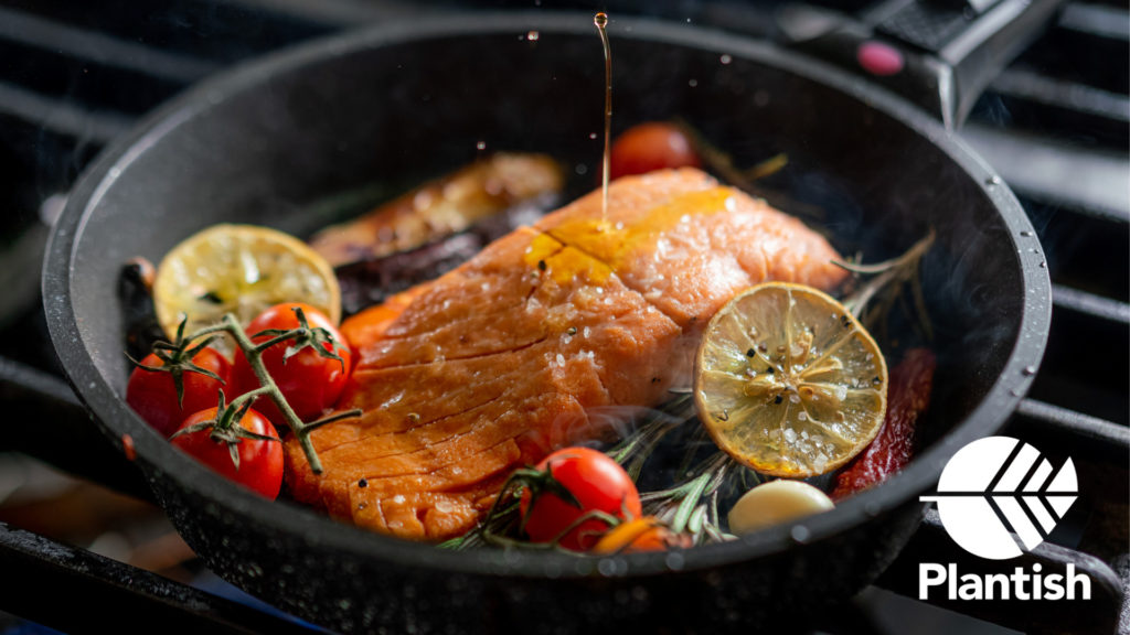 Plantish salmon cooking